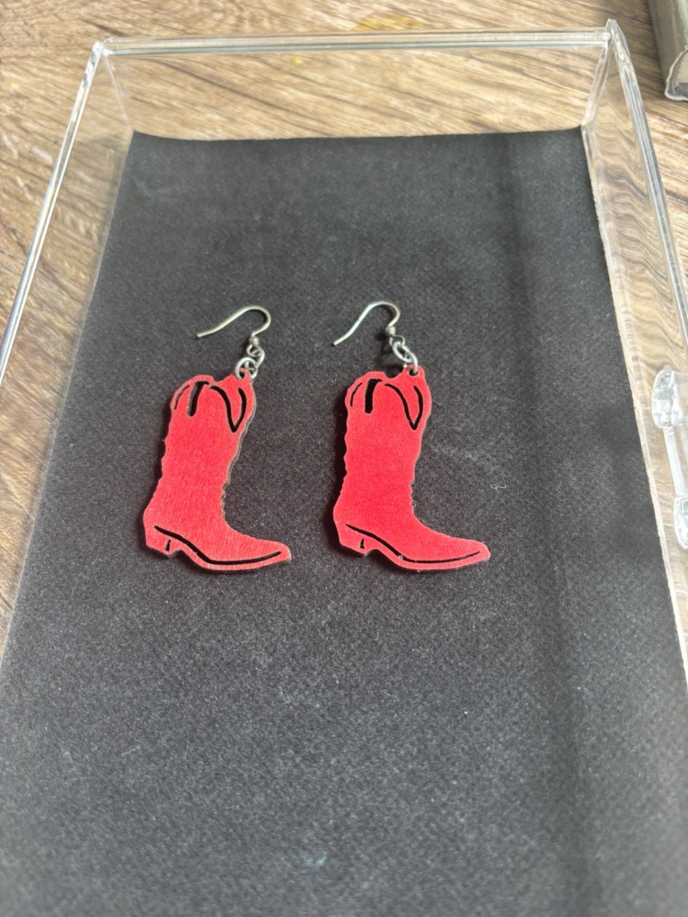 Red Cowboy Boot Dangle Earrings